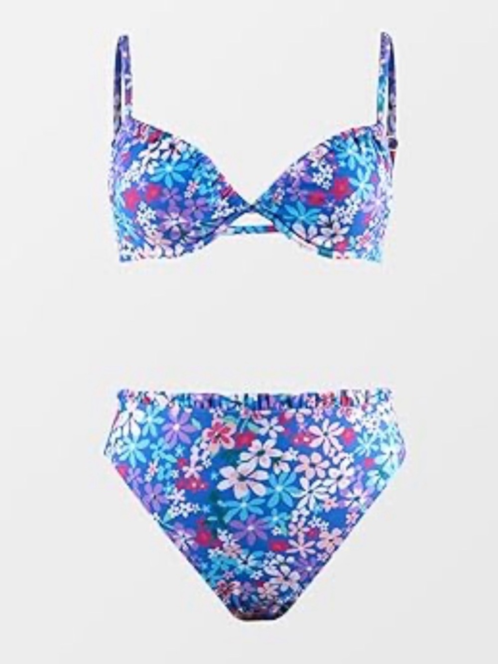 Cupshe Floral Blue Two-Piece Bikini Set Small NWT